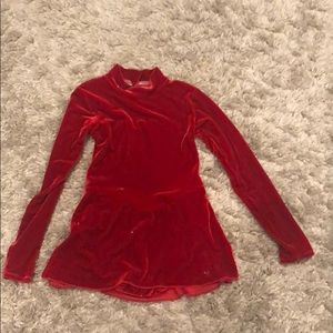 Red velvet figure skating dress